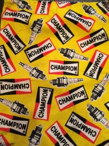 他の写真1: CHAMPION Bag  ビンテージ チャンピオン スパークプラグ モーターサイクル バッグ 総柄 コットン アメリカ雑貨 ヴィンテージ 60年代