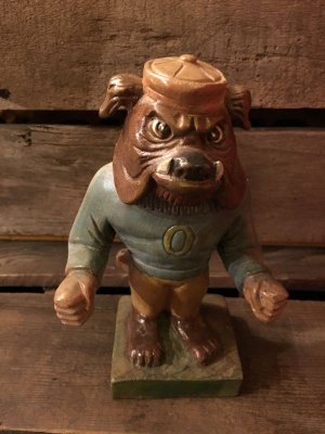 画像1: Wood Bull Dog College Mascot Figure