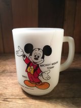 Mickey Mouse Today Fire King Mug　ビンテージ ディズニー ミッキーマウス ファイヤーキング 9オンス マグカップ ミルクガラス キッチンウェア アメリカ雑貨 ヴィンテージ 80年代