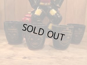 50年代頃のホーボークラウンの陶器製デキャンタ＆ショットグラス4点セット