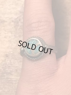 ターコイズのピースマークモチーフのヴィンテージ指輪