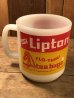 リプトンのミルクガラス製のヴィンテージプリントマグカップ