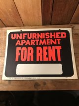 Unfurnished Apartment For Rent Hardware Sign　看板　ビンテージ　企業　70年代　サイン　ヴィンテージ　vintage