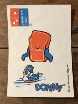 Domino's Pizza Donny Sticker　ドミノピザ　ビンテージ　着せ替えシール　ドニー　アドバタイジング　90年代　ファーストフード　ヴィンテージ　vintage