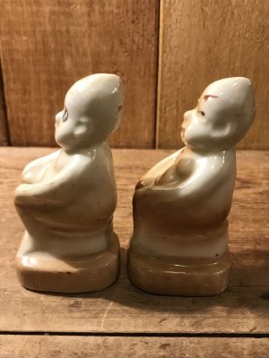 陶器製のビリケンさんのヴィンテージソルト&ペッパー