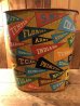 50〜60年代頃のペナント柄のビンテージトラッシュ缶