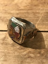 Azteca Indian Mexican Ring　インディアン　40年代　リング　指輪　アステカ　エナメル　ヴィンテージ　vintage