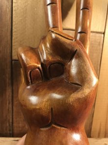 他の写真3: Wooden Peace Sign Big Figurine　ピースサイン　ビンテージ　木彫り　ヒッピー　置物　70年代