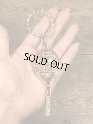 テニスラケットのエナメル加工のビンテージキーホルダー