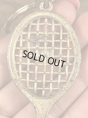 テニスラケットのエナメル加工のビンテージキーホルダー