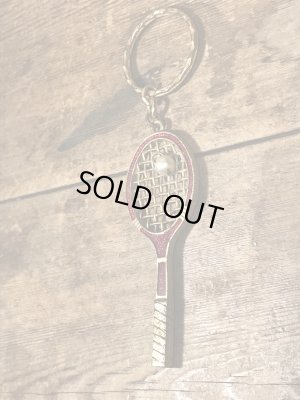 テニスラケットのエナメル加工のビンテージキーホルダー