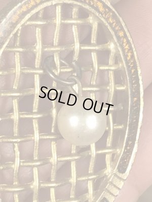 70年代頃〜のパールの玉が付いたテニスラケットのビンテージキーホルダー