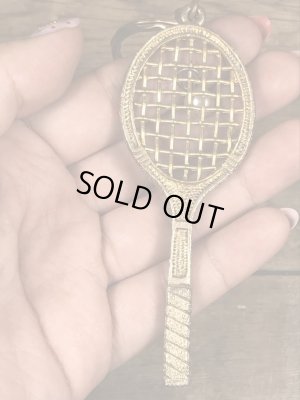 70年代頃〜のパールの玉が付いたテニスラケットのビンテージキーホルダー