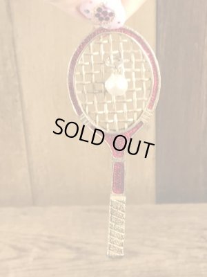 テニスラケットのエナメル加工のビンテージキーホルダー