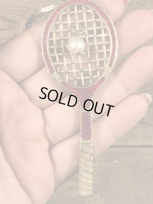 テニスラケットのエナメル加工のビンテージキーホルダー