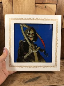 他の写真3: Fear The Reaper Glass Wall Tapestry　死神　ビンテージ　壁掛け　ガラスプレート　80年代