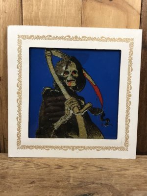 Fear The Reaperの死神が描かれた80年代ビンテージガラスプレート