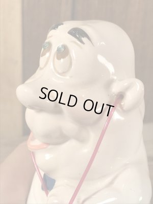 クレイス社製のラインストーンの目が付いたおじさんの60年代ビンテージセラミックフィギュア