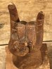 メロイックサインの木彫りの70’sヴィンテージアクセサリーボックス