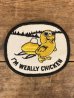 I'm Weally Chickenのメッセージが書かれた70〜80年代ビンテージ刺繡ワッペン