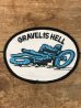 モーターサイクルとGravel Is Hell(砂利は地獄です)のメッセージが書かれた70年代〜ビンテージ刺繡ワッペン