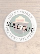 Smokey Bear Tin Badge　スモーキーベア　ビンテージ　缶バッジ　アドキャラ　80年代〜