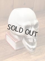 Skull On Book Ceramic Nodder Match Holder　スカルオンブック　ビンテージ　マッチホルダー　顎揺れ　50年代