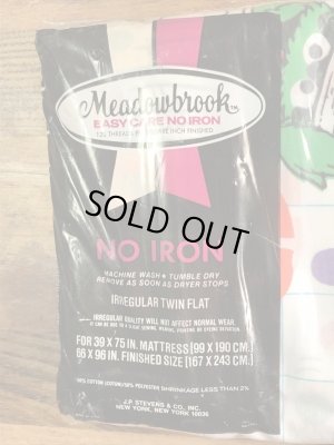 セサミストリートのキャラクターと数字が描かれた70年代ビンテージツインフラットシーツ