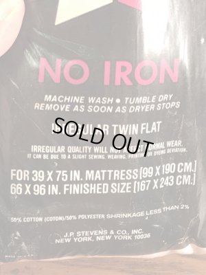 セサミストリートのキャラクターと数字が描かれた70年代ビンテージツインフラットシーツ