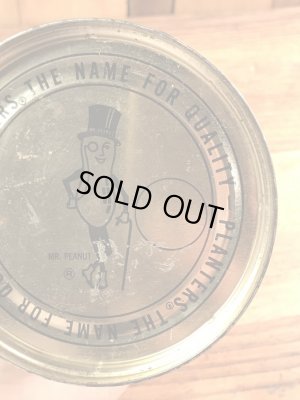 企業キャラクターのミスターピーナッツの70年代ビンテージブリキ缶