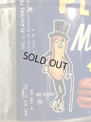 企業キャラクターのミスターピーナッツの70年代ビンテージブリキ缶