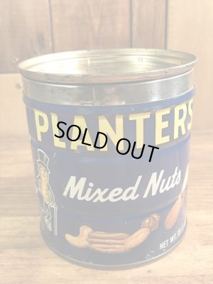 企業キャラクターのミスターピーナッツの70年代ビンテージブリキ缶