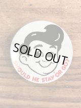 Big Boy “Should He Stay Or Go?” Tin Badge　ビッグボーイ　ビンテージ　缶バッジ　レストラン　70〜80年代