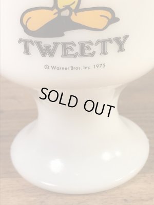 ルーニーテューンズのトゥイーティーの70年代ビンテージミルクガラスマグカップ