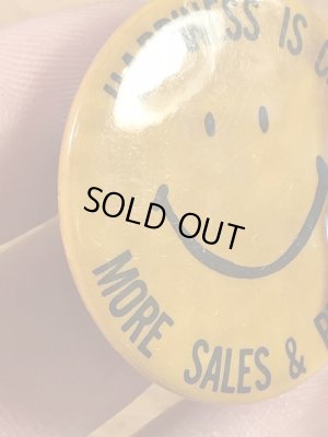 “Happiness Is Cic More Sales & Profits”と書かれたスマイルの70年代ビンテージ缶バッジ