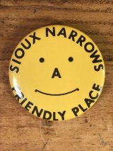 Smile “Sioux Narrows Friendly Peace” Tin Badge　スマイル　ビンテージ　缶バッジ　スマイルフェイス　80年代〜