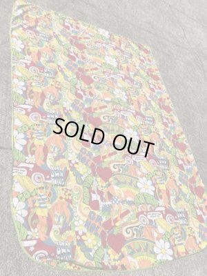 ヒッピー調のポップアートの60〜70’sヴィンテージキングサイズフラットシーツ