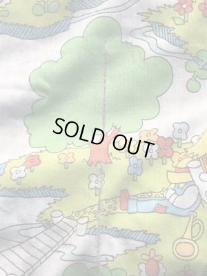 レインボーのポップアートの70年代ビンテージボックスシーツ