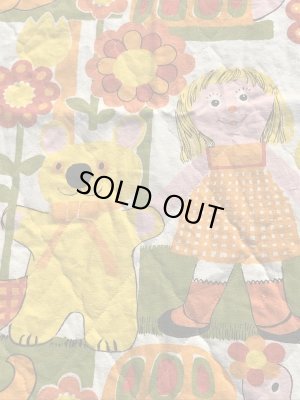 アニマルとフラワーのキルティングの70’sヴィンテージファブリック