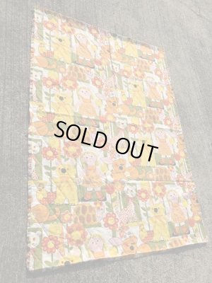 アニマルとフラワーのキルティングの70’sヴィンテージファブリック