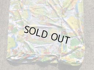 レインボーのポップアートの70年代ビンテージボックスシーツ