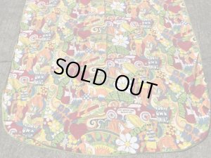 ヒッピー調のポップアートの60〜70’sヴィンテージキングサイズフラットシーツ