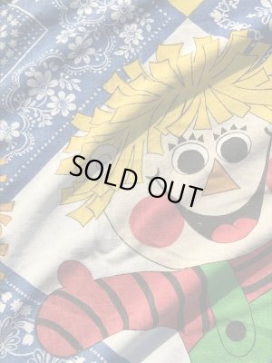 アニマルとボーイズ&ガールズのフリンジが付いた70’sヴィンテージキングサイズシーツ