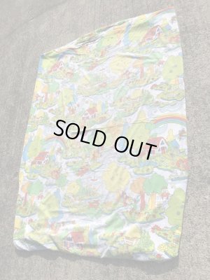 レインボーのポップアートの70年代ビンテージボックスシーツ