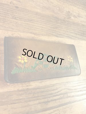 花と亀のヒッピー調の70年代ビンテージ革財布