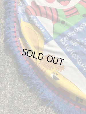 アニマルとボーイズ&ガールズのフリンジが付いた70’sヴィンテージキングサイズシーツ