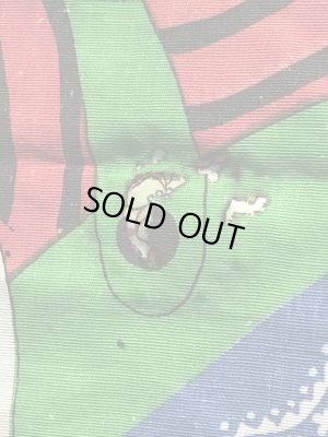 アニマルとボーイズ&ガールズのフリンジが付いた70’sヴィンテージキングサイズシーツ