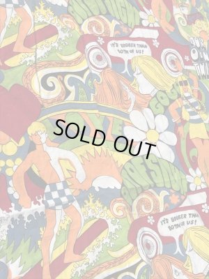 ラブ&フラワーのヒッピー調の60〜70年代ビンテージフラットシーツ