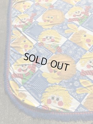 アニマルとボーイズ&ガールズのフリンジが付いた70’sヴィンテージキングサイズシーツ