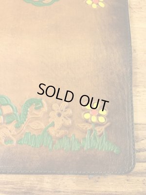 花と亀のヒッピー調の70年代ビンテージ革財布